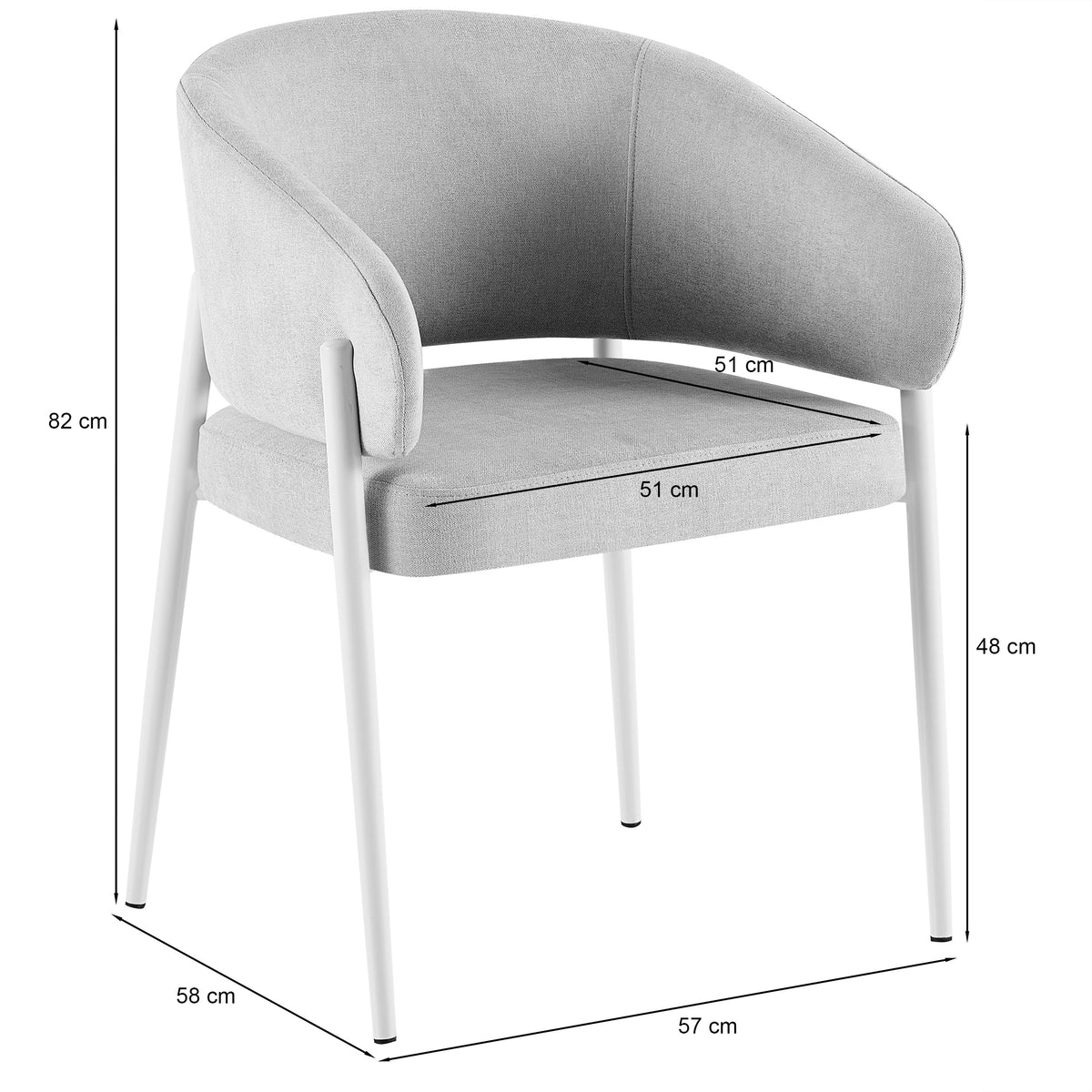 Gepolsterter Stuhl Resilly, grauer Chenille-Stoff / schwarze Beine