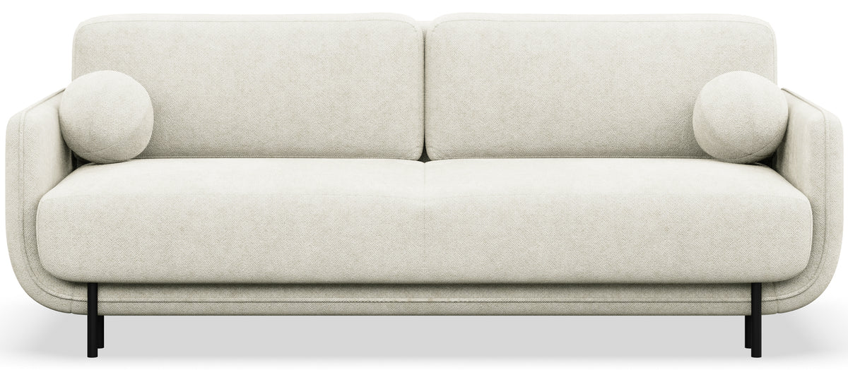 Dreisitziges ausklappbares Sofa Ovals in Creme mit Flechtoptik