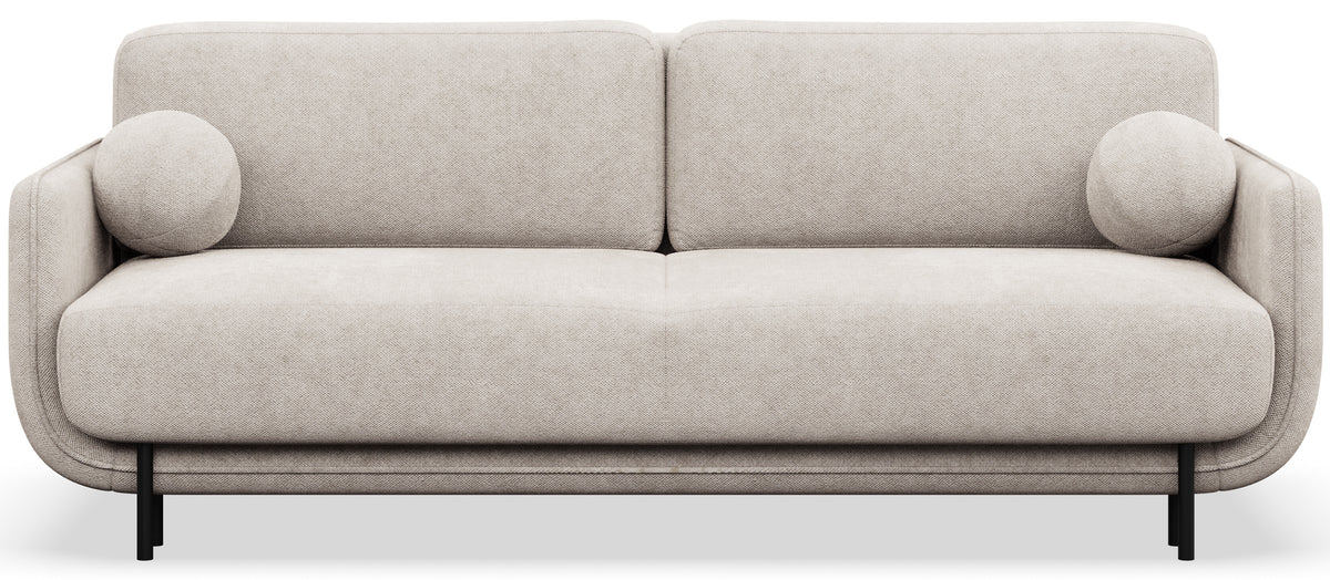 Dreisitziges ausklappbares Sofa Ovals in hellbeigem Flechtmuster