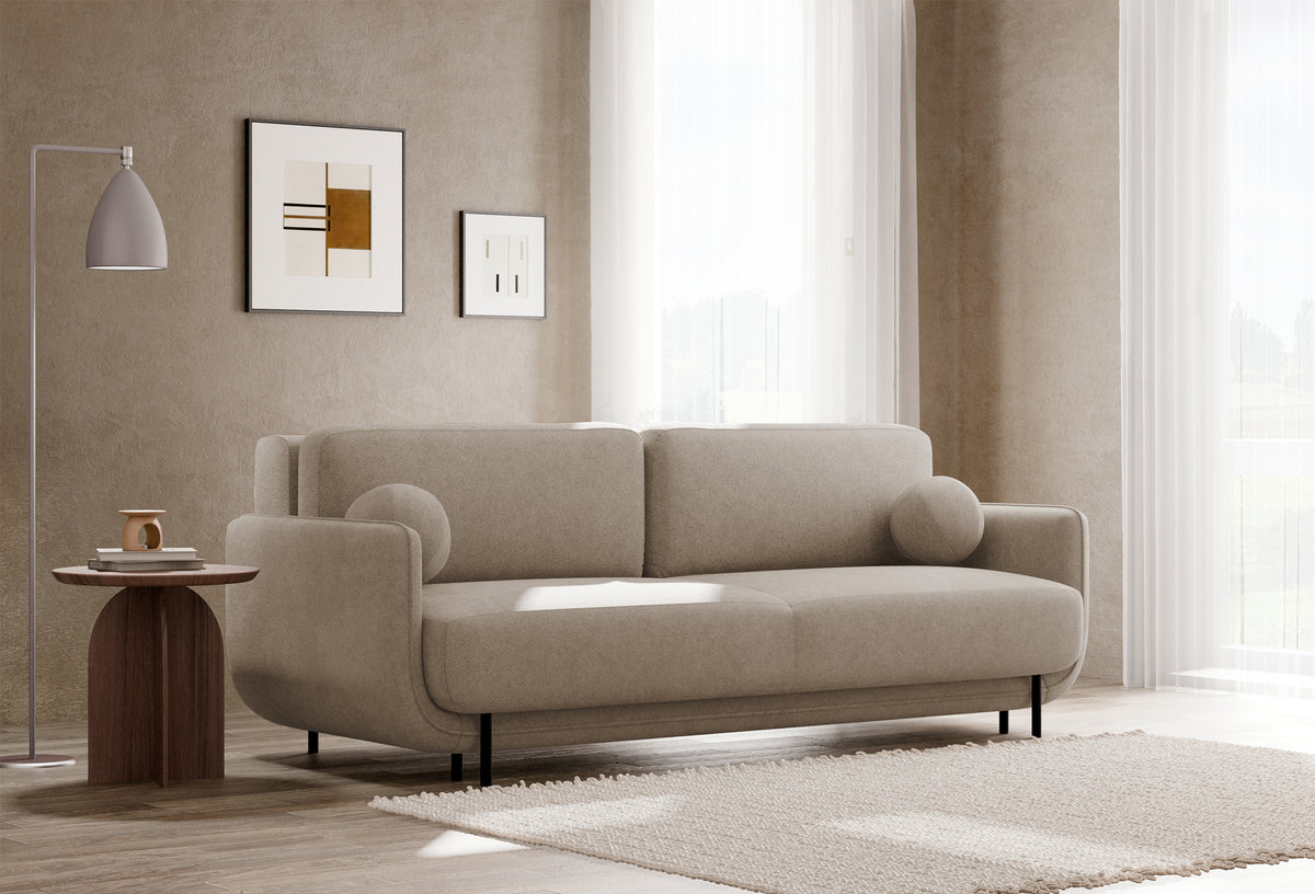 Canapé-lit 3 places Ovals en rotin beige
