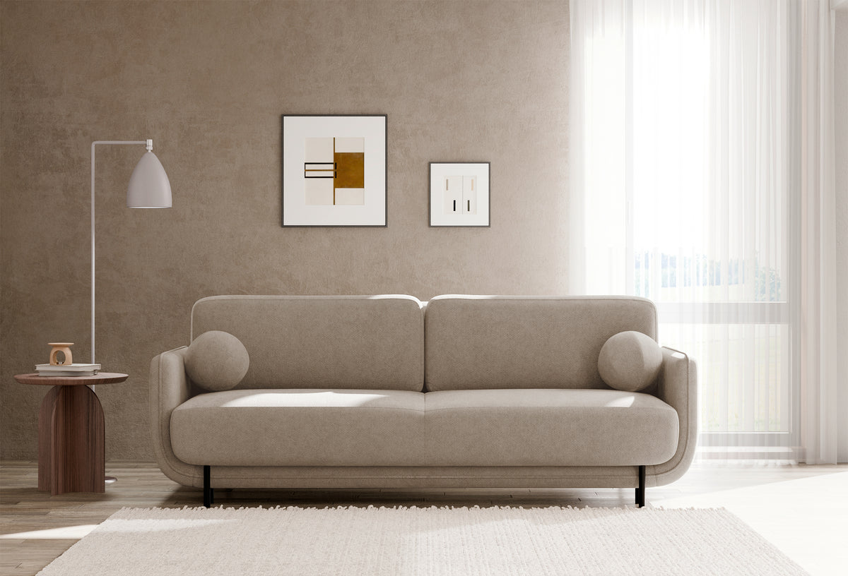 Canapé-lit 3 places Ovals en rotin beige
