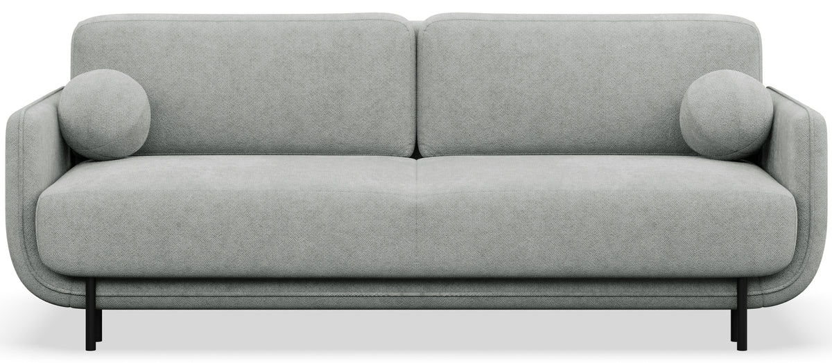 Dreisitziges ausklappbares Sofa Ovals in Hellgrau mit Flechtmuster