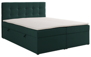 Lit continental 140x200 cm Ronneo avec rangements et surmatelas en velours vert