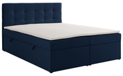 Kontinentalbett 140x200 cm Ronneo mit Stauraum und Topper, dunkelblauer Samt