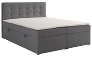 Kontinentalbett 160x200 cm Ronneo mit Stauraum und Topper, aschgrauer Samt