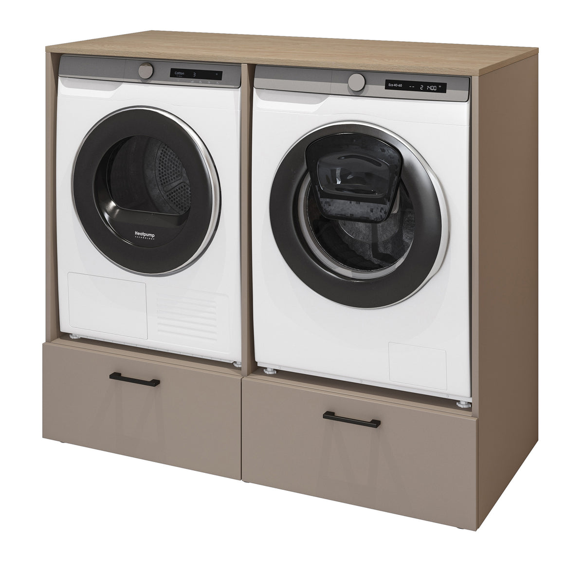 Armoire pour lave-linge et sèche-linge Rosa avec deux tiroirs congo/chêne huilé