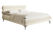 Lit tapissé 180x200 cm Roule velours hydrofuge crème pieds noirs