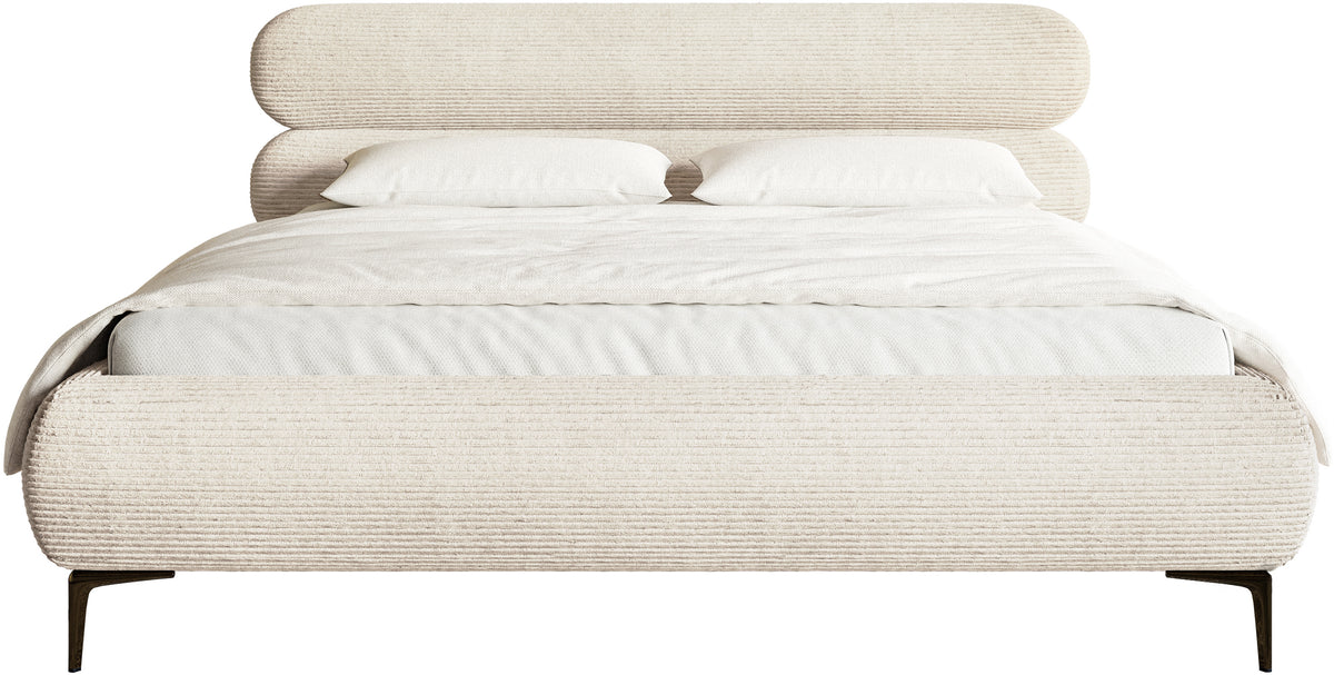 Polsterbett 160x200 cm Roule Cord hellbeige Cord mit schwarzen Beinen