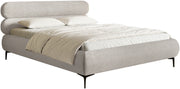 Lit tapissé 160x200 cm Roule Cord velours côtelé gris beige pieds noirs