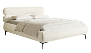 Polsterbett 180x200 cm Roule, cremefarbener Chenille-Stoff, schwarze Beine