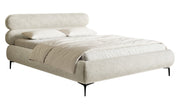 Lit tapissé 140x200 cm Roule en chenille gris beige pieds noirs