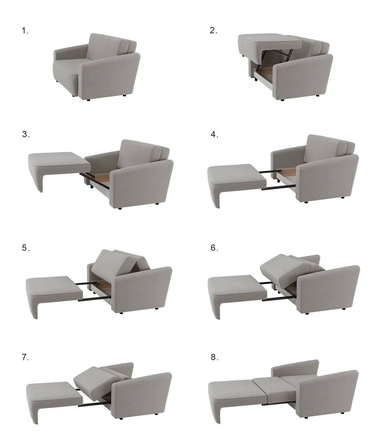 Ausziehbares Zweisitzer-Sofa Paxi 165 cm mit Stauraum, hellbeiger Chenille-Bezug