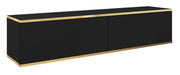 Meuble TV Mucalma 135 cm noir avec inserts dorés
