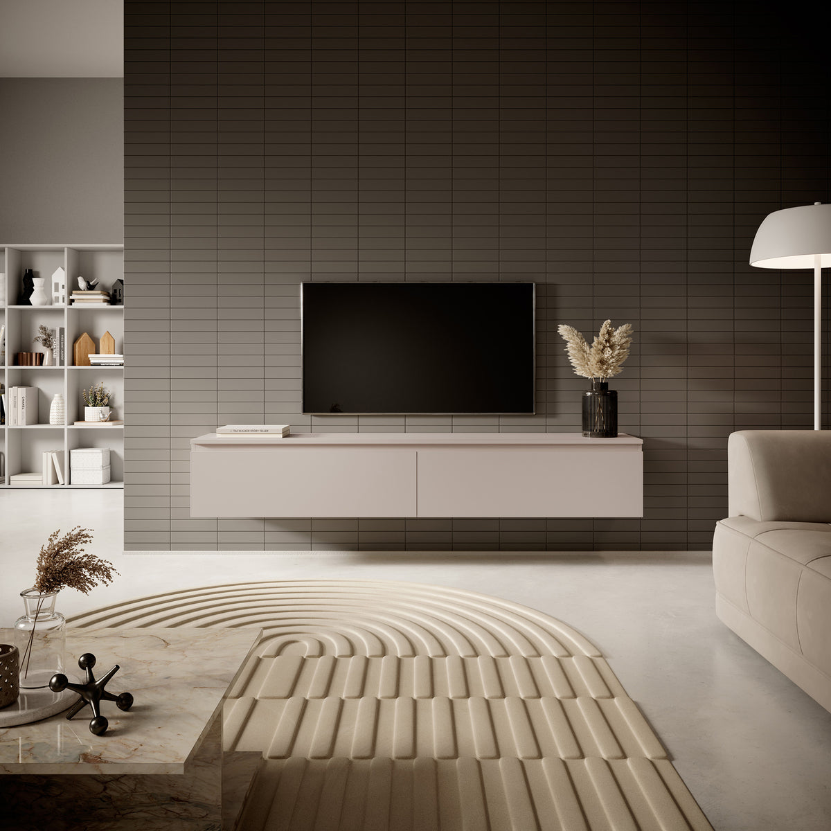 Meuble TV Seney 175 cm Gris beige