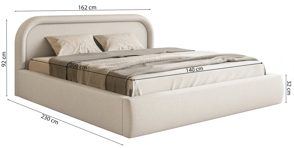 Polsterbett 140x200 cm Ruvi mit Stauraum, grau-beige Chenille