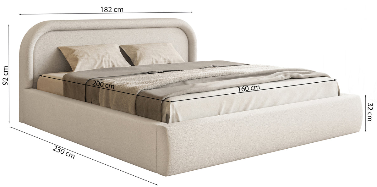 Gepolstertes Bett 160x200 cm Ruvi mit Stauraum, graphitfarbener Chenillestoff