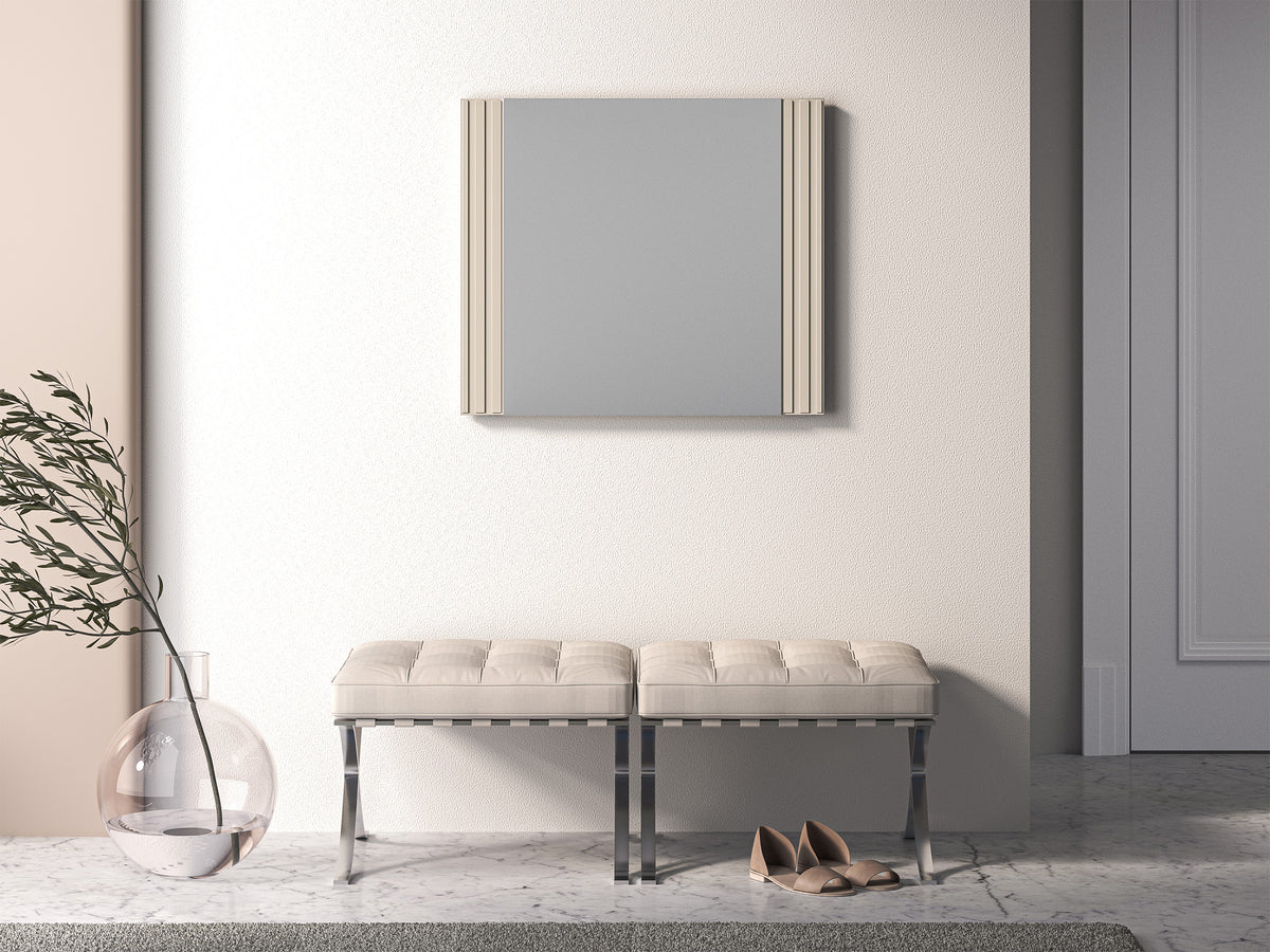 Miroir mural Caletto 56x65 cm avec lamelles décoratives beige