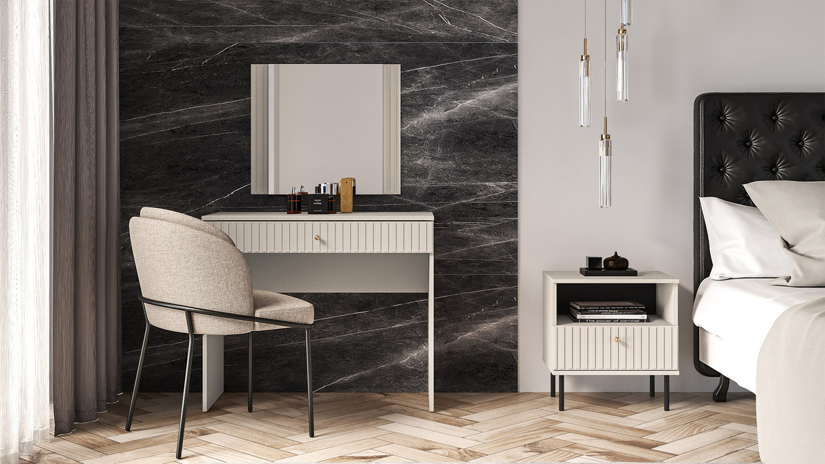 Miroir mural Caletto 56x65 cm avec lamelles décoratives beige