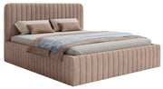 Polsterbett 140x200 cm Saliano mit Stauraum, beige, wasserabweisender Samt