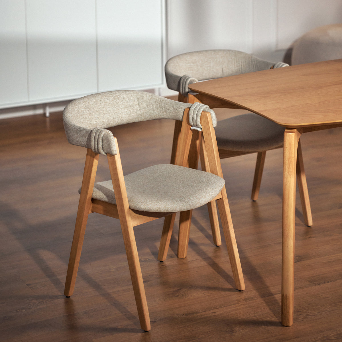 Chaise en bois pour salle à manger Inneles chêne naturel/beige