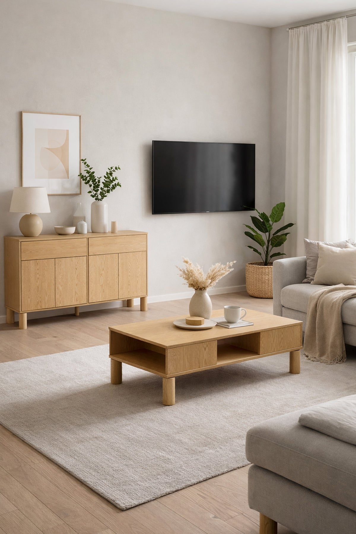 Sanden Couchtisch mit Schublade 50x110 cm Eiche Bookmatch