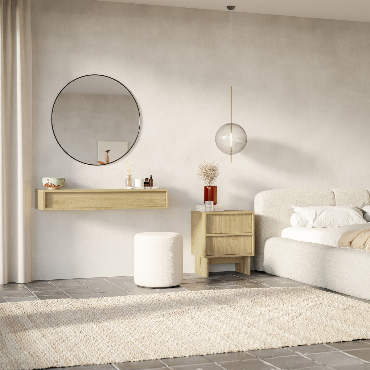 Console Sanva suspendue avec tiroir 90 cm chêne huilé