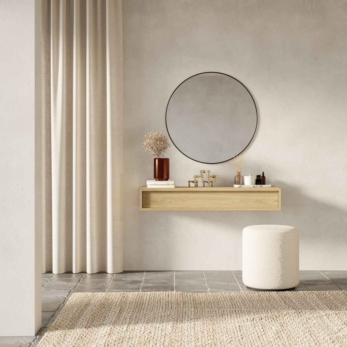 Console Sanva suspendue avec tiroir 90 cm chêne huilé