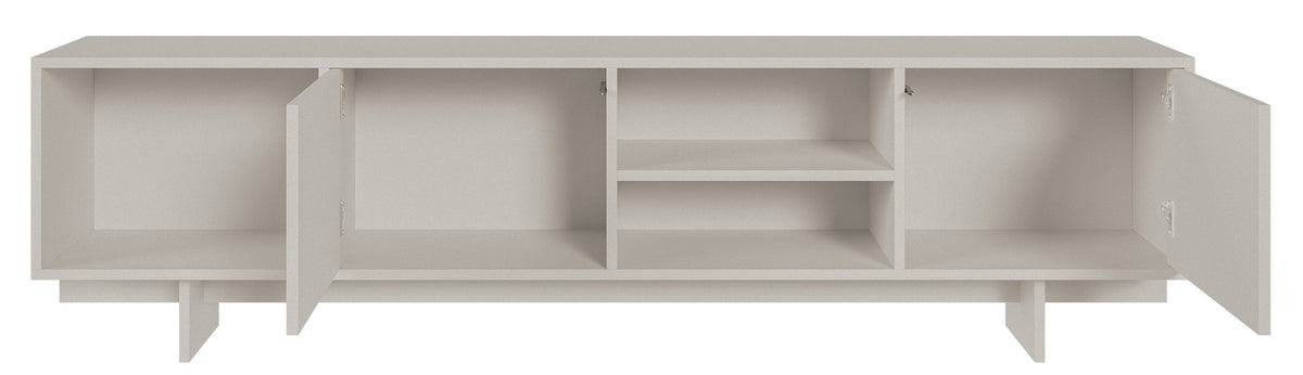 Meuble TV Sanva 2 portes avec trois niches 200 cm cachemire