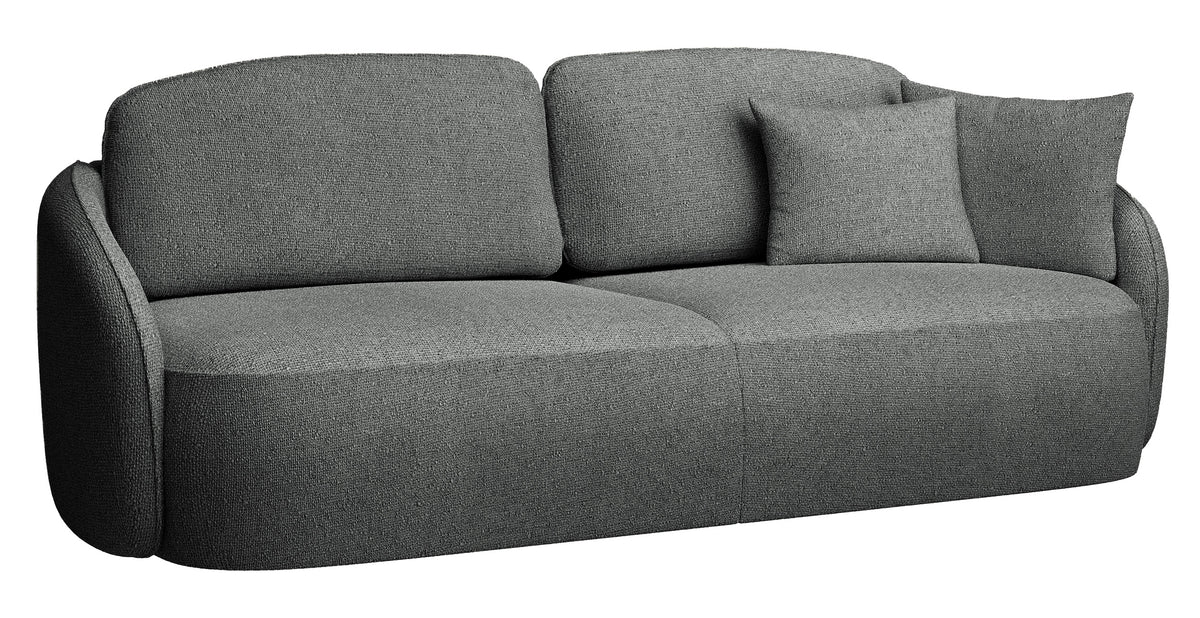 Canapé convertible 3 places Savoy avec rangement, tissu chenille hydrofuge gris foncé