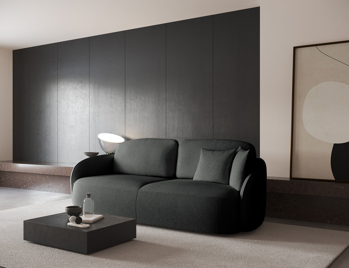 Canapé convertible 3 places Savoy avec rangement, tissu chenille hydrofuge gris foncé
