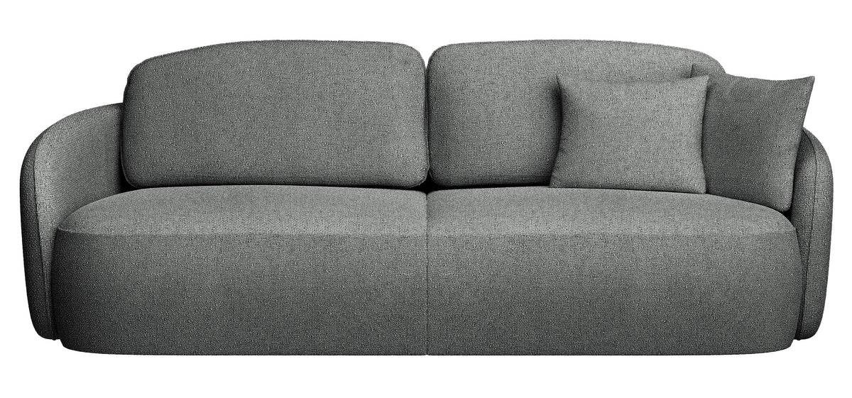 Dreisitziges ausklappbares Sofa Savoy mit Stauraum, dunkelgrauer hydrophober Chenillebezug