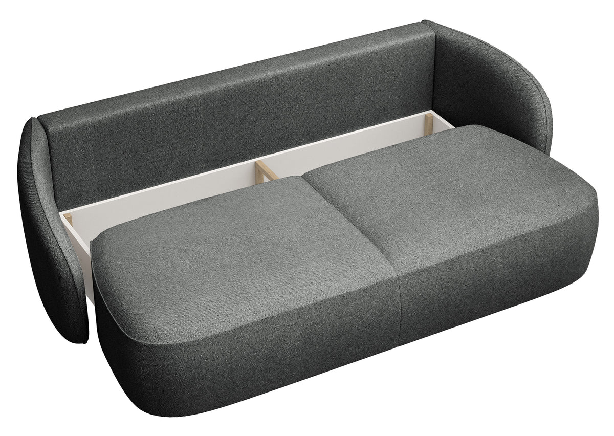 Canapé convertible 3 places Savoy avec rangement, tissu chenille hydrofuge gris foncé
