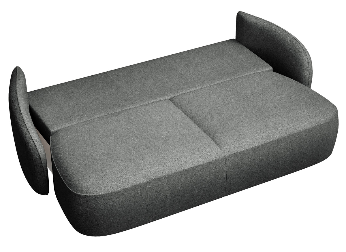 Canapé convertible 3 places Savoy avec rangement, tissu chenille hydrofuge gris foncé