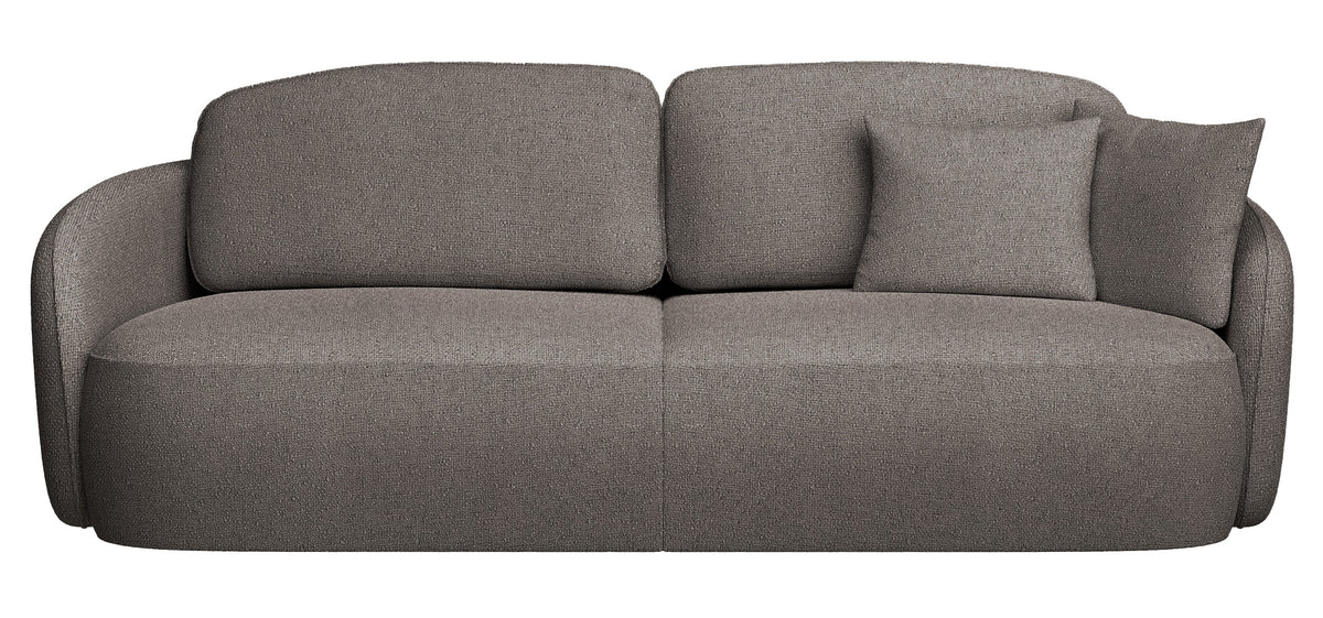 Dreisitziges Schlafsofa Savoy mit Stauraum, hellbrauner, hydrofober Chenillestoff