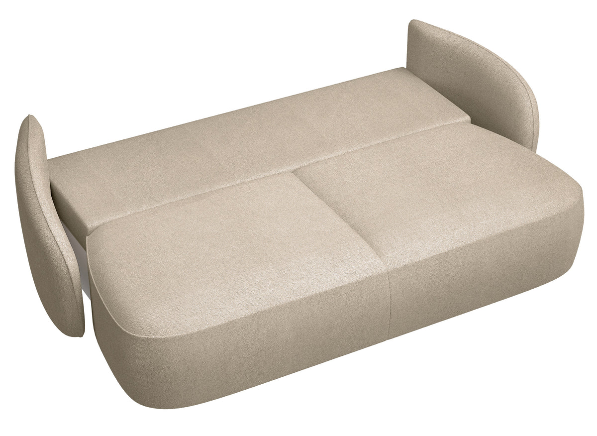 Dreisitziges ausklappbares Sofa Savoy mit Stauraum, beige, hydrophobes Chenille
