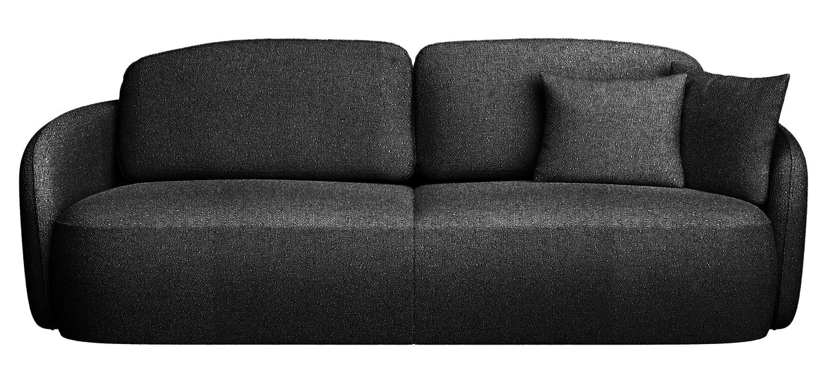 Canapé convertible 3 places Savoy avec coffre, noir, chenille hydrofuge