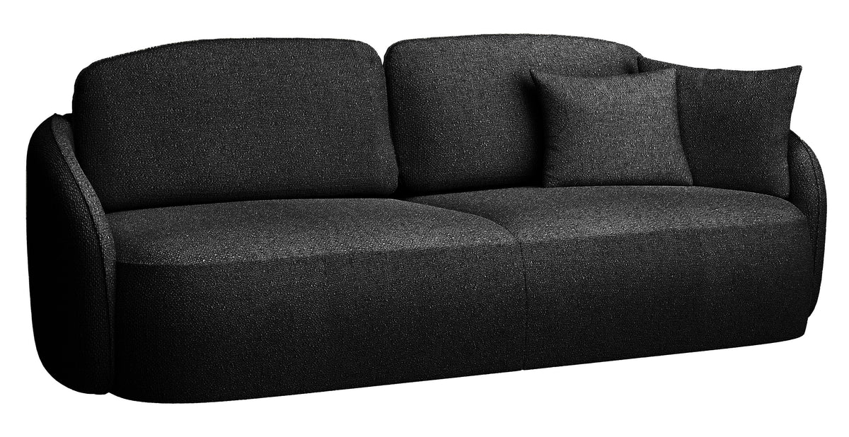 Canapé convertible 3 places Savoy avec coffre, noir, chenille hydrofuge