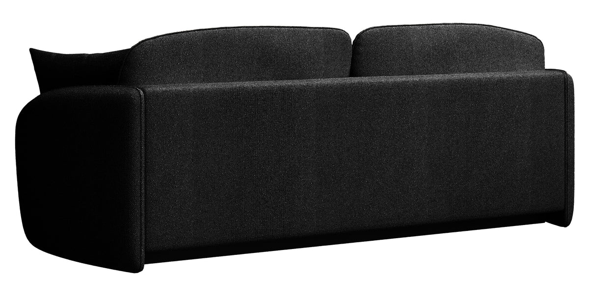 Canapé convertible 3 places Savoy avec coffre, noir, chenille hydrofuge