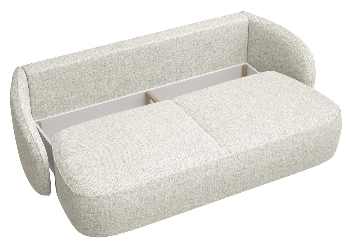 Canapé convertible 3 places Savoy avec rangement, tissage crème