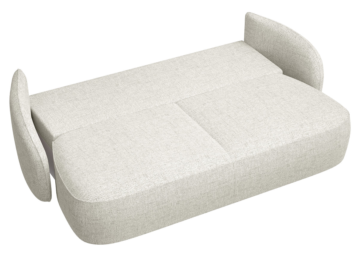 Canapé convertible 3 places Savoy avec rangement, tissage crème