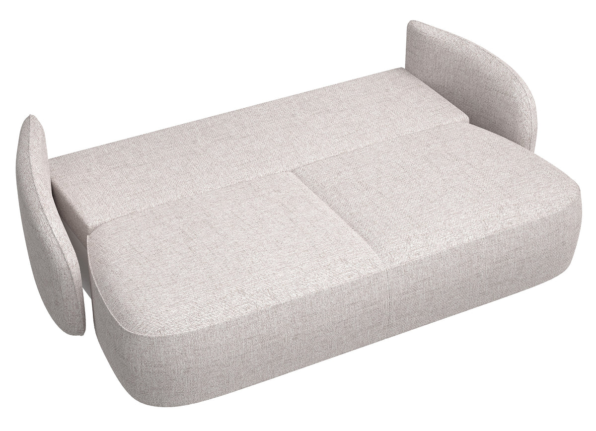 Canapé convertible 3 places Savoy avec rangement, tissage beige clair