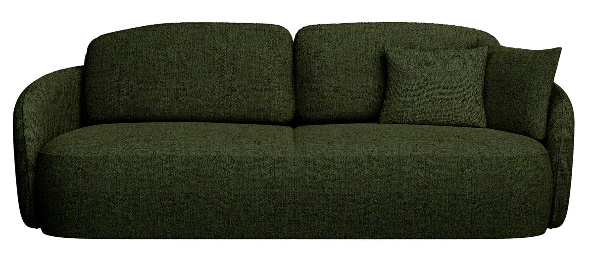 Dreisitziges ausklappbares Sofa Savoy mit Stauraum, olivgrünes Geflecht