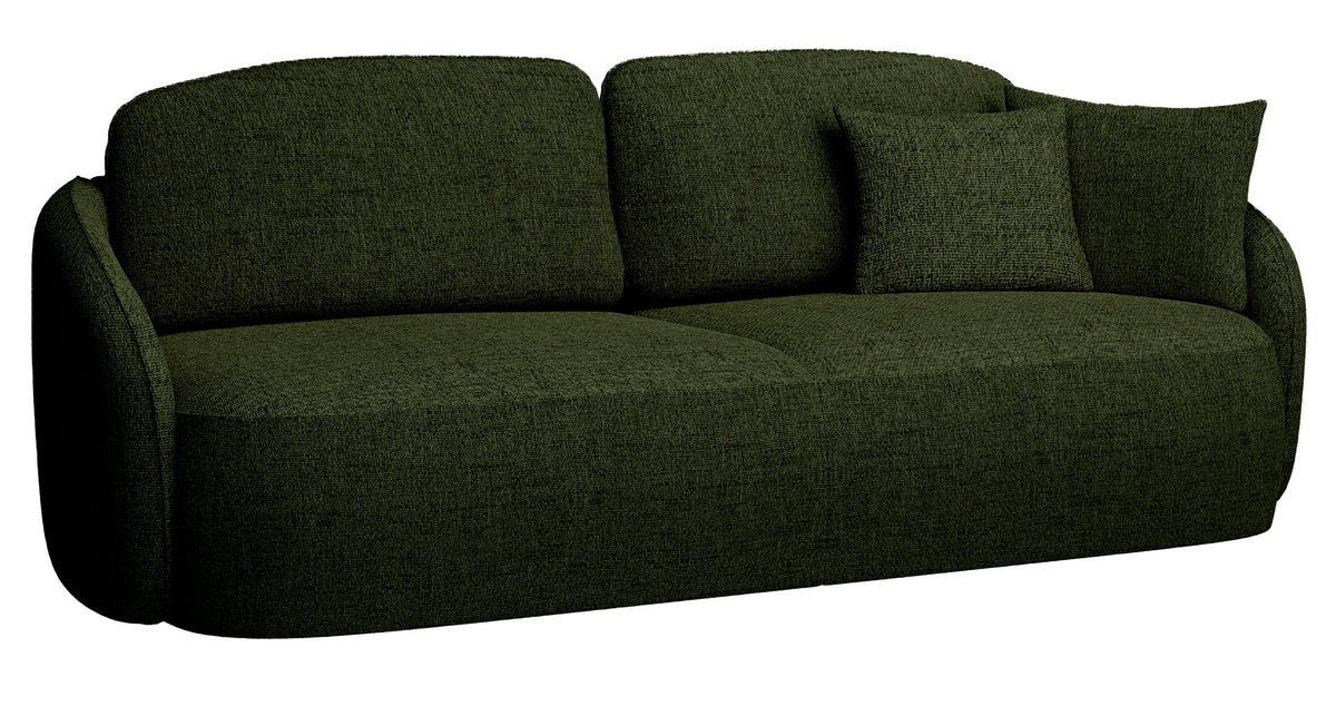 Dreisitziges ausklappbares Sofa Savoy mit Stauraum, olivgrünes Geflecht
