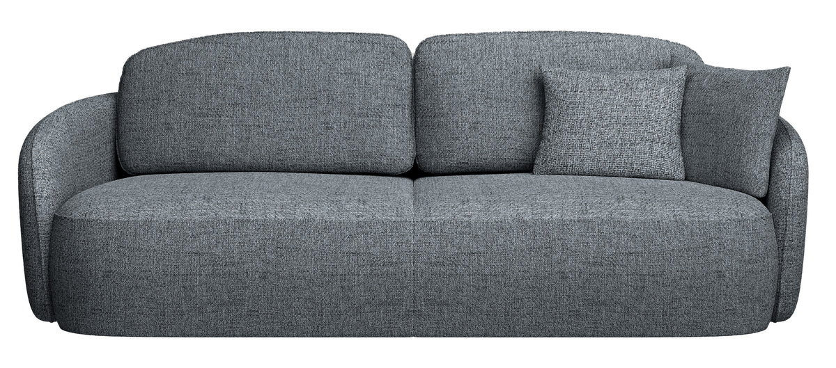 Dreisitziges ausklappbares Sofa Savoy mit Stauraum, dunkelgraues Geflecht