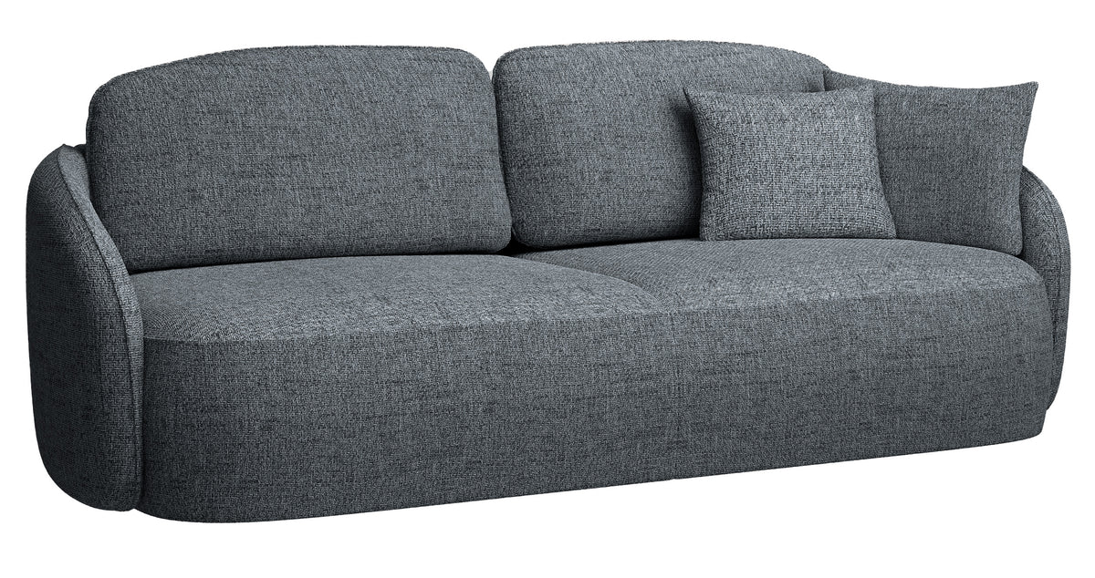 Dreisitziges ausklappbares Sofa Savoy mit Stauraum, dunkelgraues Geflecht