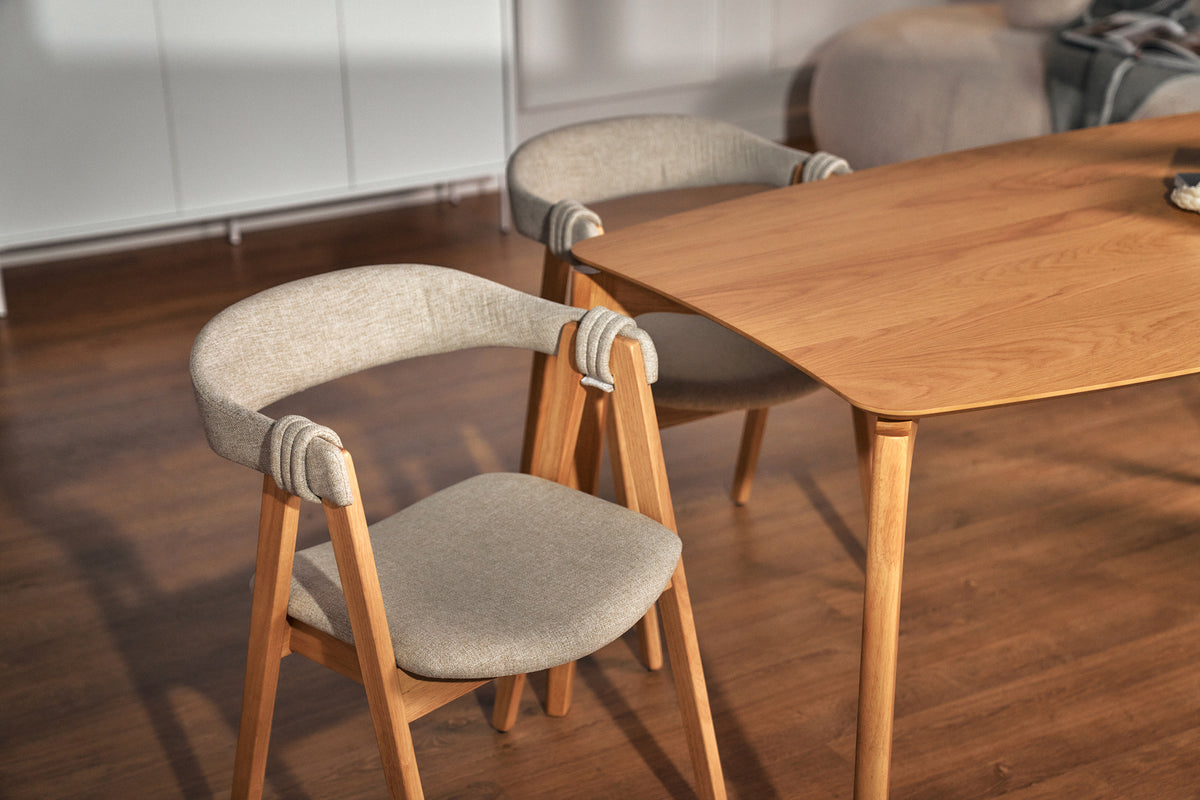 Chaise en bois pour salle à manger Inneles chêne naturel/beige