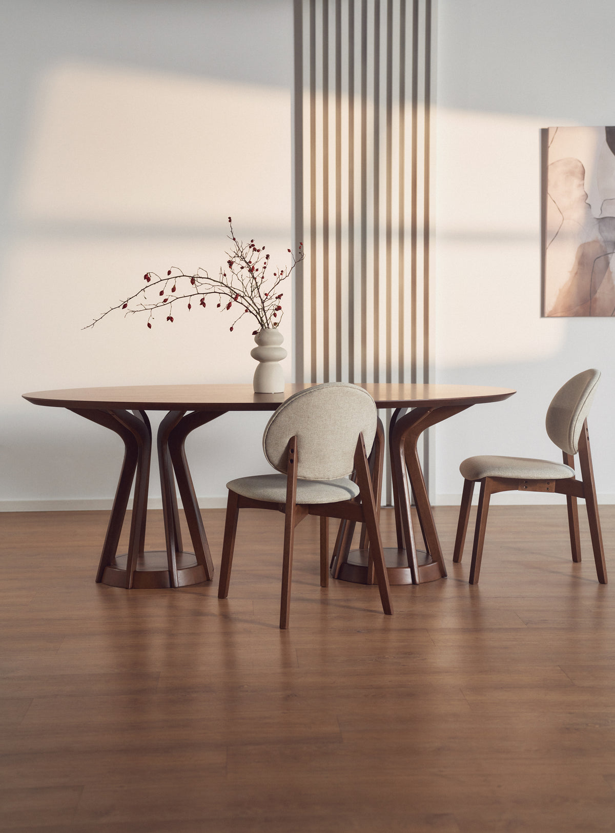 Chaise en bois pour salle à manger Stenne noyer/beige