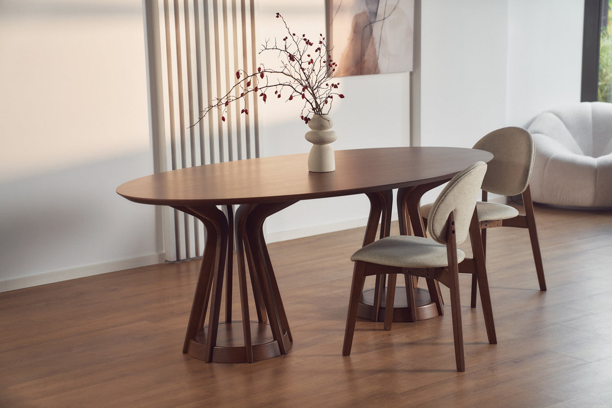 Chaise en bois pour salle à manger Stenne noyer/beige
