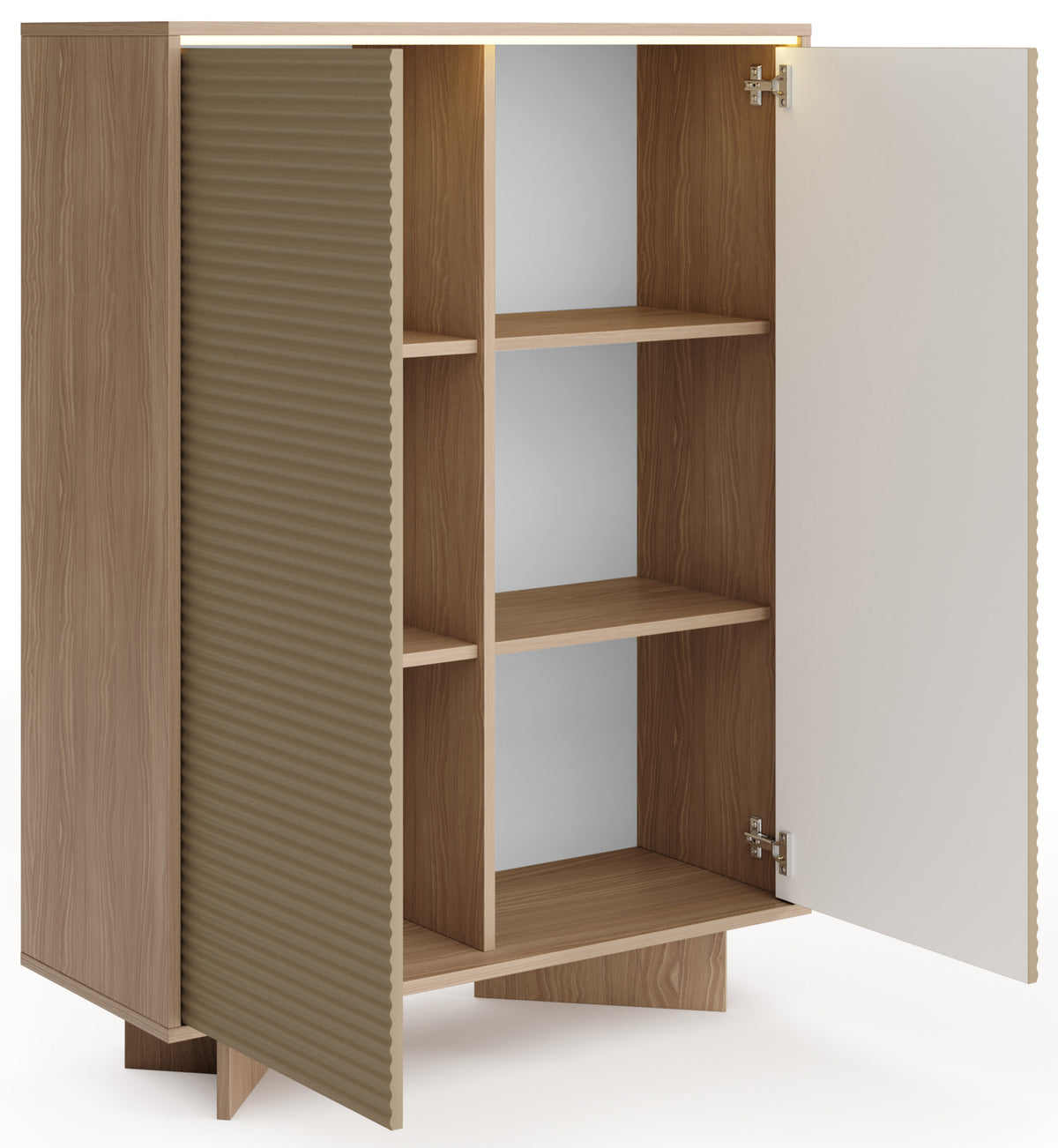Commode deux portes Semi avec éclairage LED 104 cm bolivar naturel/cappuccino