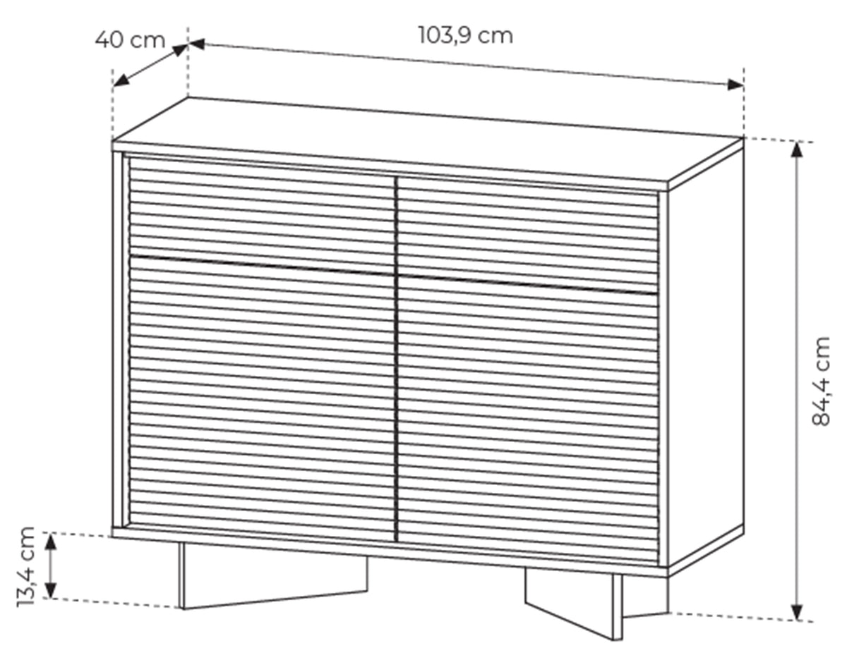Commode deux portes Semi avec deux tiroirs et éclairage LED 104 cm bolivar naturel/cappuccino
